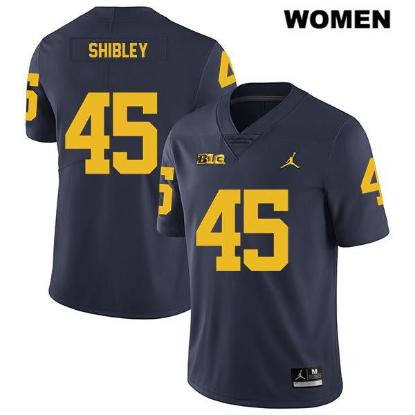 Women's NCAA Michigan Wolverines Adam Shibley #45 Navy Jordan Brand Authentic Stitched Legend Football College Jersey GU25F57DV